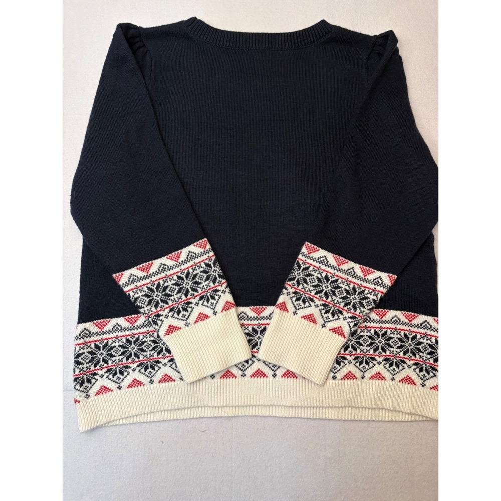 Talbots Plus Women 2X Sweater Navy Winter Mountain Cabin Fair Isle Puffed Sleeve - Picture 8 of 8